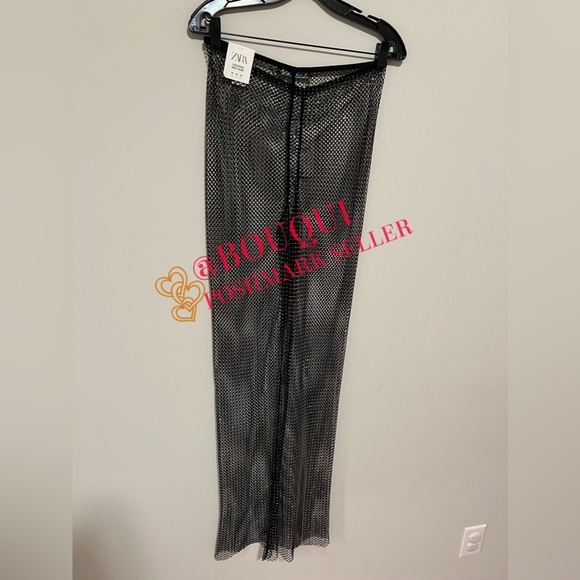 BLOGGERS FAV ZARA RHINESTONE SHIMMERY MESH PANTS - Picture 2 of 14